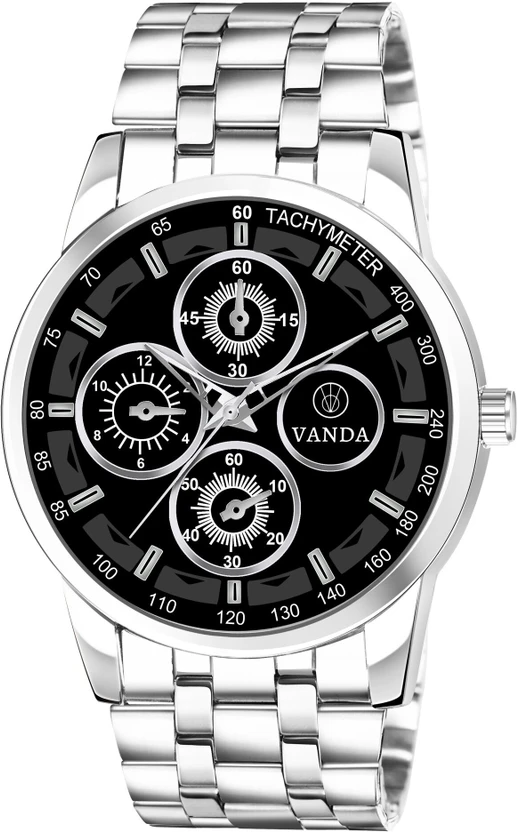 Vanda 135 Bold Black Stunning Silver Series Analog Watch For Men — Vanda watch — Vanda Lifestyle — watches