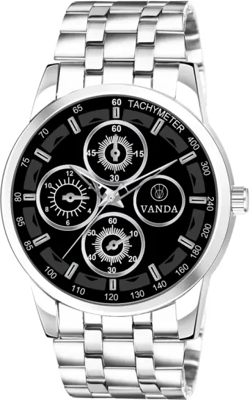 Vanda 135 Bold Black Stunning Silver Series Analog Watch For Men — Vanda Lifestyle