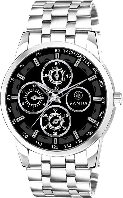 Vanda 135 Bold Black Stunning Silver Series Analog Watch For Men — Vanda Lifestyle — watches